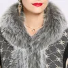 Ny Höst Vinter Kvinnors Loose Hooded Poncho Knitwear Faux Fur Collar Cuff Cardigan Shawl Cape Cloak Outwear Coat C3657