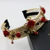 Baroque headband Crown wider than the vintage metal red cross wind flower tiara Bridal Accessories3888781