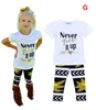 Enfants Mode Vêtements Ensembles Lettre Imprimer Rayures Plaid Bébé Costumes Décontractés T-Shirt Pantalon Infant Outfits Enfants Tops Shorts 1-5T