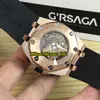 Ny Royal 26470or Automack Mens Watch Rose Gold Case Gold Texture Dial Black Subdial Rubber Strap Sport 42mm Vwatches Puretime211g