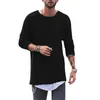 Long Sleeve Mens T Shirt 2018 Summer Round Neck Male Oversized t-shirt Cotton Knitted tshirt Streetwear Hip Hop Tee Shirt Homme