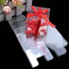 100 peças/lote clara quadrado PVC Birthday Gift Box Favor de casamento Transparent Chocolate Candy Boxes 5x5x5cm