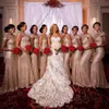 2021 Розовое золото Королевские синие блестящие длинные платья подружки невесты одного плеча драгоценность на шее на шее на шее рукава на молнии на молнии.