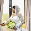 2018 robes de mariée sirène africaine de luxe appliques de dentelle manches longues volants à plusieurs niveaux dos nu organza chapelle train plus la taille robes de mariée