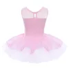 IEFiEL Meninas Sem Mangas Lantejoulas Formal Ballet Dança Ginástica Collant Vestido Ballet Dançarino Tutu para Crianças Bailarina194u