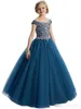 Vestidos de concurso de meninas bordô para meninas vestidos azuis criança turquesa crianças vestido de baile brilho vestido de flor menina casamentos Beade218A