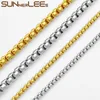 Fashion Jewelry 3mm 5mm 7mm Gold Color Stainless Steel Necklace Box Beads Style Link Chain For Mens Womens SC17 N7080935