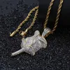 Nya Rose Flower Petals Necklace Pendant med repkedja Iced Out Cubic Zircon Bling Men Hip Hop Jewelry273n