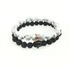 8mm Volcanic Stone Strands Crown Bracelets Natural Energy Beads Charm Bangle Women Men Jewelry Accessories Lover Gift