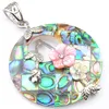 Luckyshine Round Natural Abalone Shell Wisiorki 925 Sterling Posrebrzane Kobiety Kwiat Wisiorek Biżuteria Unisex 1,5 cal