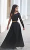エレガントな黒い二枚ガール039Sページェントドレス2018新しいシングル長袖