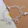 Wholesale - - Retail lowest price Christmas gift 925 silver Hanging horse bangle Horseshoe Bracelet Geometric Silver Chain Bracelet H074