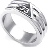 Gold Plated Scottish Rite 33rd Degree Grooved Band Rings Stainless Steel Freemason Ring Masonic Ring Freemason's Jewelry for Free Masons