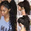 African American 360 Lace Front Pigs för Black Women Brazilian Full Natural Wig Deep Curly Glusless Human Hair (16 tum, 150%