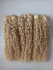 브라질 인간의 버진 레미 변태 곱슬 머리 씨실 금발 색상 처리되지 않은 아기 소프트 더블 drawnHair 확장 100g/번들 제품