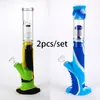 Concessionele assemblage van siliconen rookpijp fusil siliconen bongs waterleidingen dubbele glazen filter kom siliciumolie dab rig voor roken