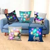 LED Merry Christmas Cushion Cover Santa Claus Xmas Tree Printed Pillow Case Covers Home Room Decor Cushions For Sofa Couch Seat