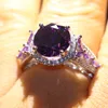 Victoria Wieck Luxury Jewelry 925 Sterling Silver Round Cut Amethyst Cz Diamond GemStones New Women Wedding Corwn Band Ring för LO294I