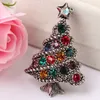 New Deisgn Antique Gold Plated Multi Color Rhine Christmas Brooches Holiday Gift