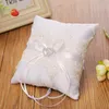 Feis Whole Double Heart Lace Pillow Polyester Rose Ringハート型リングボックスウェディングサプライウェディングアクセサリー328y