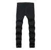 Rose Embroidery Jeans High Quality Fashion Blue Black Ripped Male Tide Slim Pants