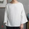 Sinicyzm sklep Męskie Coon Linen T Koszulka Lato Oversized Baggy Ubrania Chiński Tradycyjny Męski Vintage Cienka koszulka