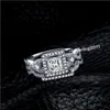 Choucong Prezioso taglio principessa Diamonique Cz 925 Sterling Silver Wedding Band Ring Set Sz 5-10 Regalo spedizione gratuita