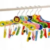 28cm Babyhangers voor Kleding Houten Dier Cartoon Kinderen Kinderen Slipvaste Kledingrek Kast Garment Organizer