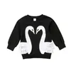 Swan Child Kids Baby Meisjes Jongen Katoen Lange Mouw Hoodies Kant Shirt Top Kleding Enfant Girl Boys Print Warm Hoded Sweatshirts