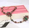 Bracelet lien Anneau Turc Bijoux Ensemble Pour Femmes Antique Or Cristal Fleur Vintage Bijoux De Mariage 2017 Nouveau
