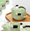 2018中国のセラミックティーポット1セットケトルガイワンティーカップPuer Chinese Tea Pot Portable Tea Set Drinkware