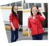 キッズPUレザーの服2018秋PUコート赤ちゃん男の子女の子の外​​観ジャケット赤と黒の2色の服C5261