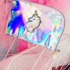 haute qualité laser couleur paillettes porte-monnaie dessin animé mignon licorne animaux zéro portefeuille belle pièce sac