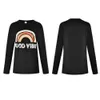 Boa vibe Long Sleeve camisetas Womens Casual impresso crewneck T Primavera Outono Fina camisetas 4 Cores venda quente das mulheres Tops