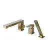 Rolya Square Style Burnished Golden Roman Tub Trim Bathtub Kraan Zwart Dek Gemonteerd Chrome 3 Stuk Bad Filler Douche Mixer Tap