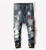 brand men jeans fashion 2018 embroidered denim jeans fit ripped tide white black blue denim trousers 38 36 34 288437267