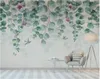 Tapeten Hauptdekor Kundenspezifische Tapete Nordic minimalistische Blätter tropischer Schmetterling Vogel Schlafzimmerwand behang Blumen