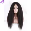 Stock Afro Crépus Droite Couleur Noire Synthétique Dentelle Devant Perruques De Cheveux Italien yaki Sraight Afrique Américaine Femmes Perruque Avec Cheveux De Bébé