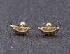 Vintage Czarny Srebrny Złoty Pióro Kształt Stud Kolczyk Dla Mężczyzn Unisex Ear Studs Titanium Stalowe Kolczyki Punk Body Piercing Biżuteria