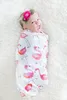 لطيف الرضع طفل كيس النوم الوليد الطفل لينة كيس النوم القطن مع مطابقة العصابة اثنان قطعة مجموعة الطفل قماط التفاف بطانية ل 0-3 متر