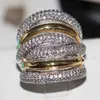 Mode-sieraden Klassieke 236 stks Gem 5A Zirkoon steen 14KT Wit Geel Goud Gevuld Engagement Wedding Band Ring Set Sz 5-11