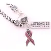 Multicolore clouté avec du ruban de cancer du sein en cristal étincelant et un bracelet pendentif à breloque fort et magnifique Lobsterclawclasps1069317