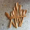 100 Piezas Pequeña cuchara de bambú 13.5 cm Cucharas naturales Durable para café Café Té Miel Azúcar Sal Mermelada Helado de mostaza Utensilios hechos a mano