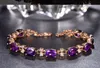 Luxo 18k cor ouro natural roxo cristal de alta qualidade bela folha pulseira oval zircônia cúbica para presente feminino jóias inteiras 7661877
