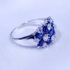 choucong bloem sieraden vrouwen 925 sterling zilveren ring blauw geboortesteen diamant engagement trouwband ringen voor vrouwen cadeau
