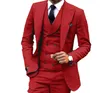 Groom Tuxedos One Button Red Peak Lapel Groomsmen Wedding Mens Blazer Dinner Party Suits Custom Made (Jacket + Spodnie + Kamizelka + Krawat) J800
