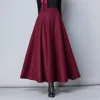 Winter Women Long Woolen Skirt Fashion High Waist Basic Wool Skirts Female Casual Thick Warm Elastic A-Line Maxi Skirts O839