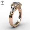 EVBEA 2018 elegante anillo de circón con calavera dorada para mujer, joyería de Halloween, anillos de compromiso llenos de oro para boda CZ R3512330886