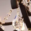 Lampade a sospensione in cristallo di ferro vintage Lampadari in cristalli K9 Lampadari neri per soggiorno, camera da letto, ristorante, portico