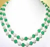 Collier en pierre naturelle verte et perle blanche, 7-8MM, 18 pouces, vente en gros